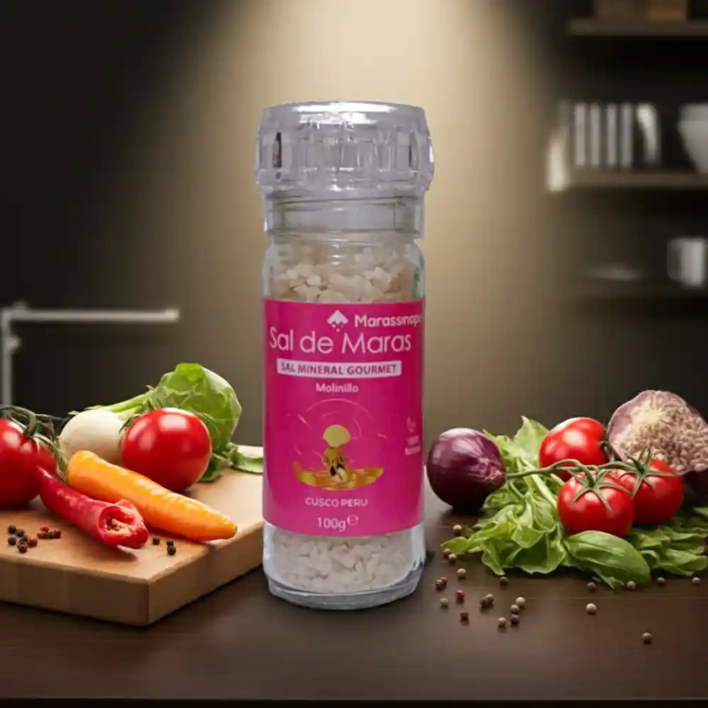 Sal de Maras en Molinillo de Vidrio en Cocina
