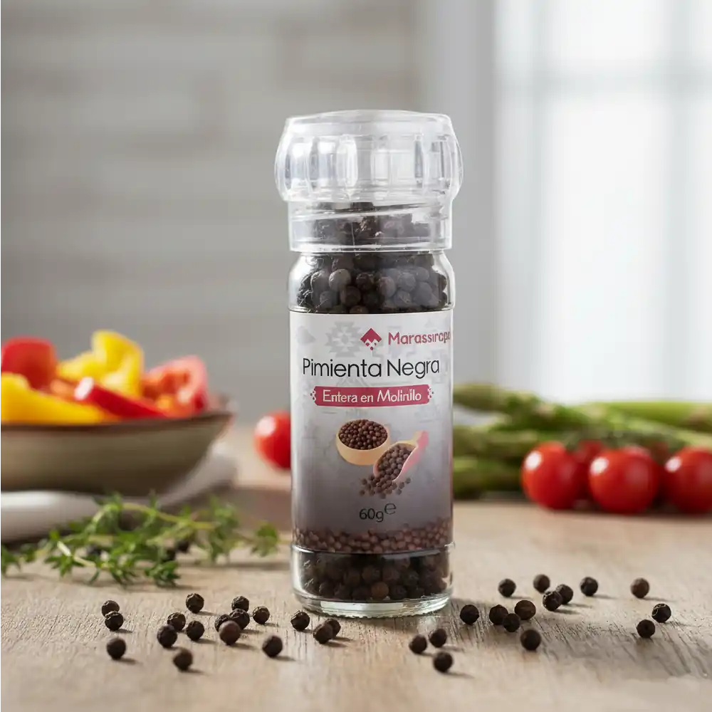 Piementa Negra Entera Natural 60g con Molinillo - Marassinaperu