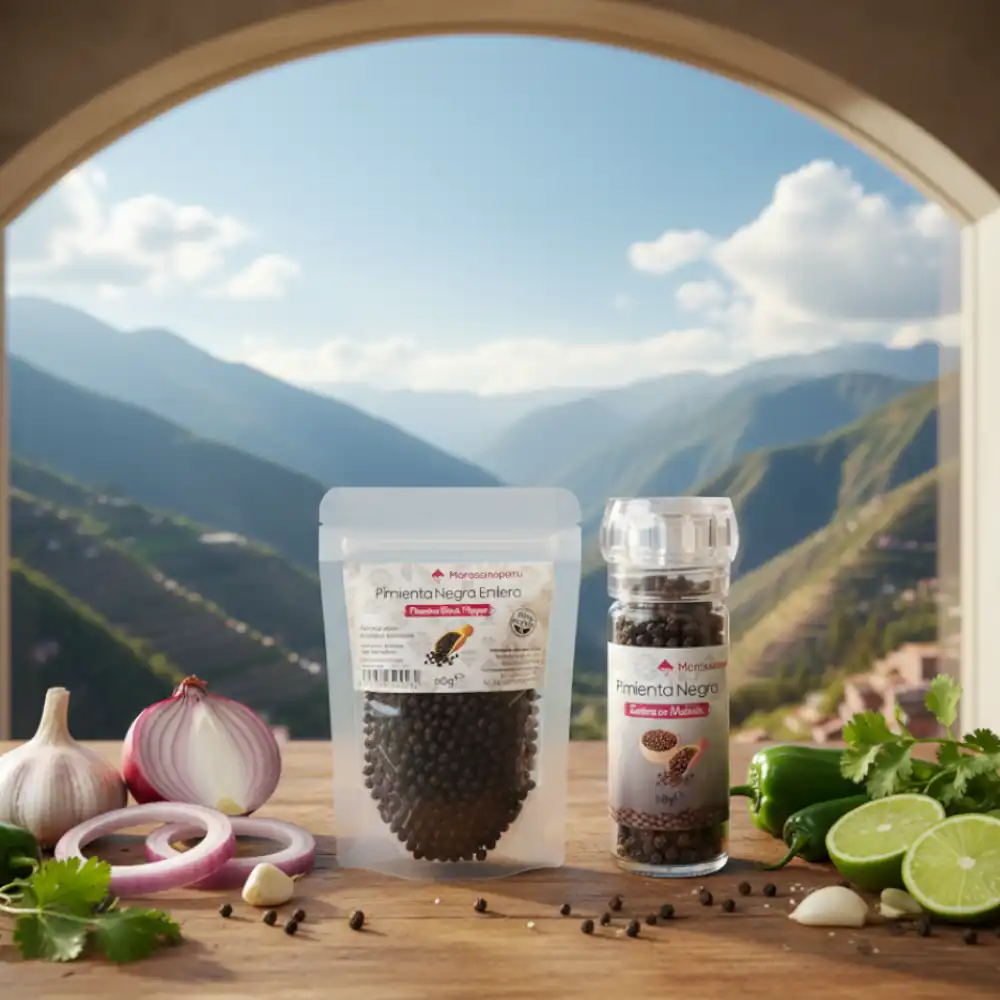 Pack Pimienta Negra Entera con Molinillo de Vidrio y Bolsa Refill 60g